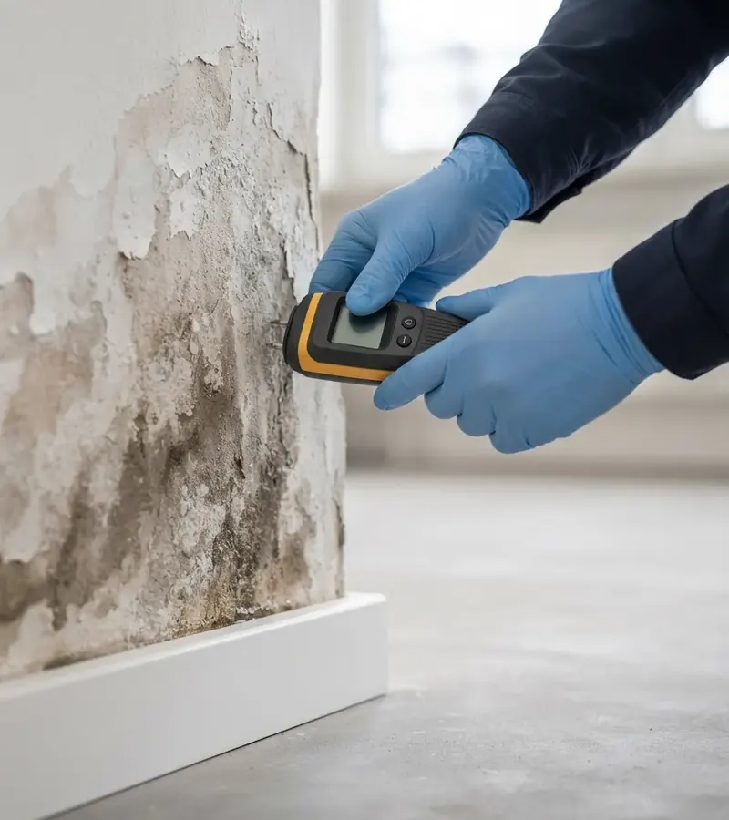 Muro con umidità di risalita e distacco dell'intonaco a Bologna